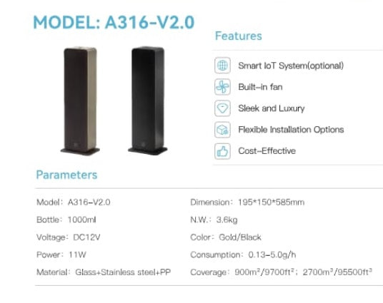 Lobby Aroma Diffuser Model: A316 - V2.0